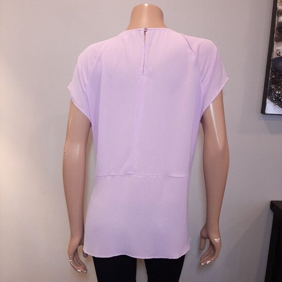 3/$20 Chenault Tie Front Blouse Womens XL Pink Short Sleeve Keyhole Tunic Top - Picture 6 of 13